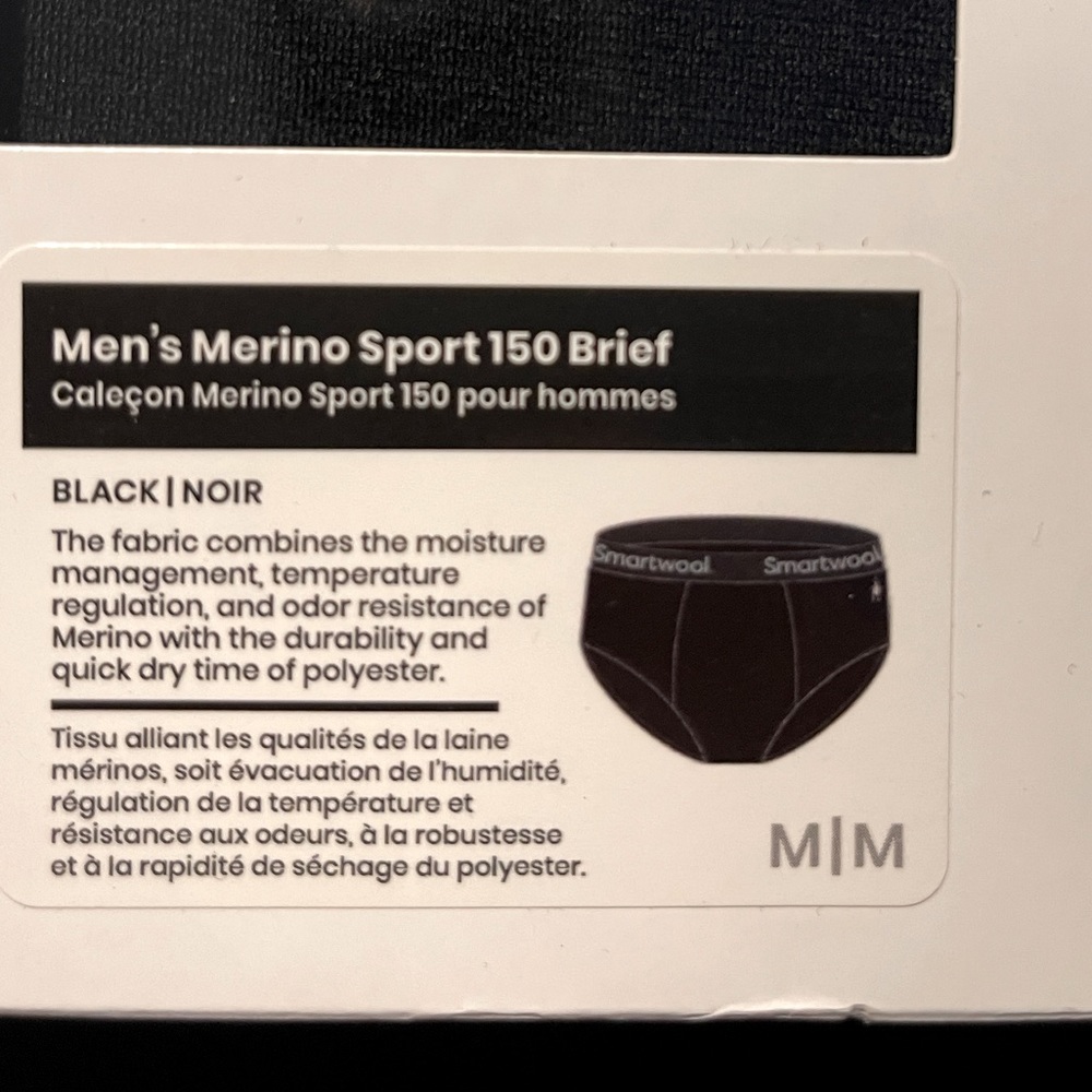 Smartwool Mens Briefs in Merino Wool NWT. Black. Size M. SALE OF TWO.